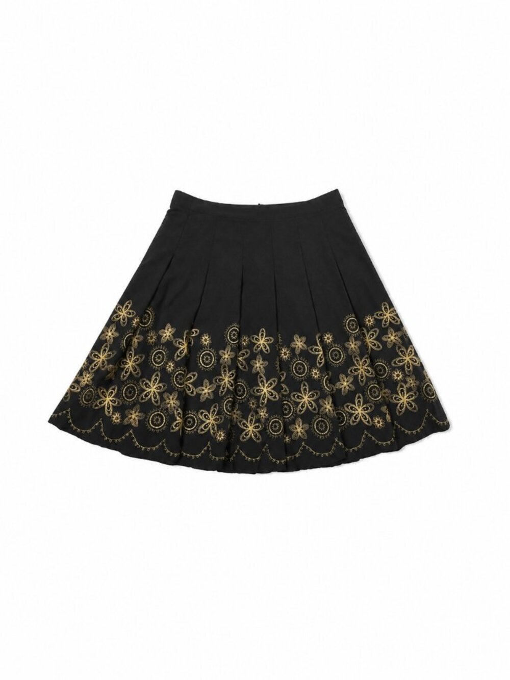 INC International Concepts Black Gold Embroidered Pleated Skirt Sz 10 Bubble - Picture 8 of 8
